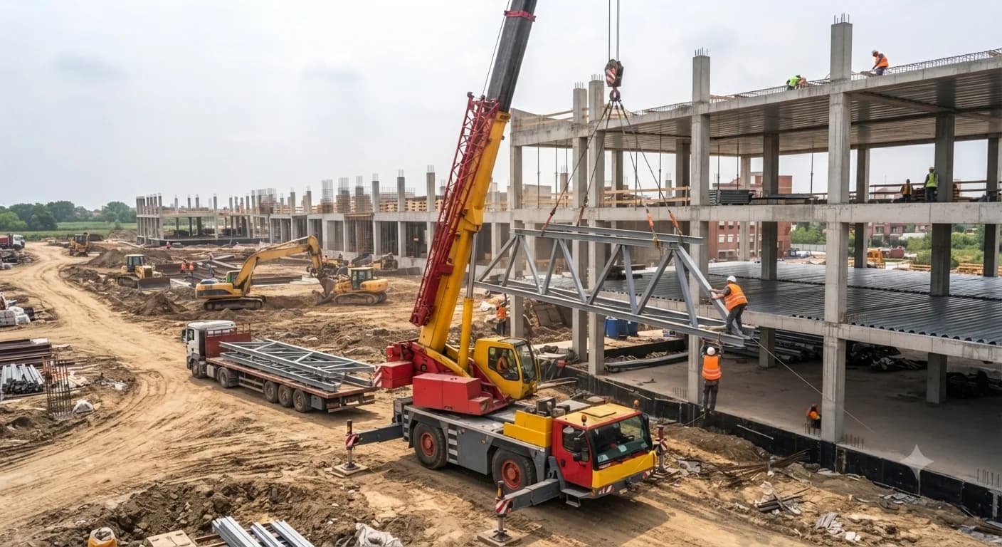 Crane lift with rigging crew